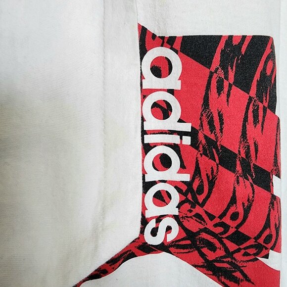 Adidas Black Red Logo Vintage USA Made Heavy Weight Single Stitch Shirt Size 2XL - Picture 3 of 5